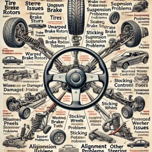 various causes of steering wheel shakes when driving.