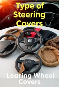 variety of steering wheel covers including leather rubber and fabric types displayed to show different textures and designs