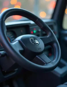 Forklift steering wheel knob showing key features like grip rotating mechanism and durability with steering wheel visible in background